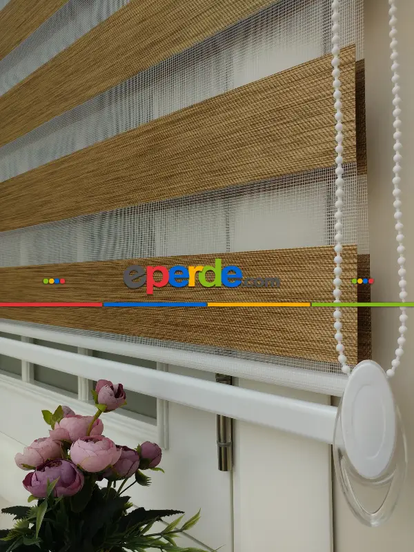 #üreticifirma %40 İndirimli Lüx Bambu Zebra Perde Ahşap Görünümlü