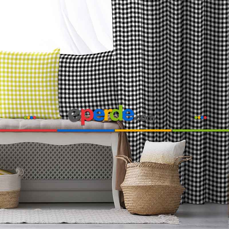 Salon Fon Perde Evim1619-1 Kumaşı Kalındır Duck Bezi Değildir- Mavi-beyaz