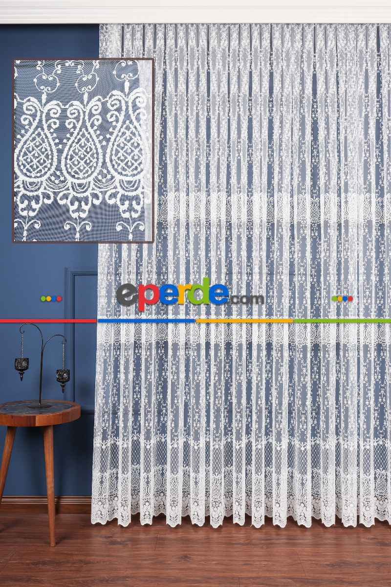 Salon Tül Modelleri - Elit Brode İşlemeli Tül Perde Özel Seri 108