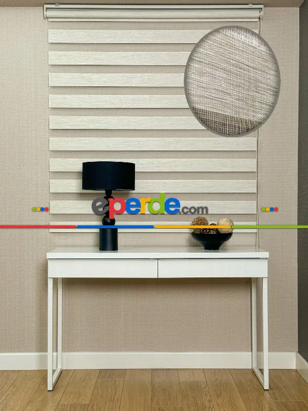 Krem Bambu Zebra Perde, Standart Metal Kasalı Yüksek Kalite Kornişe Kolay Montaj Seçenekli