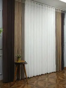 Lens Akıllı Dikey Tül Perde 118- Beyaz-kahve Koyu-vizon Rengi- Çok Renkli 2-taş Rengi