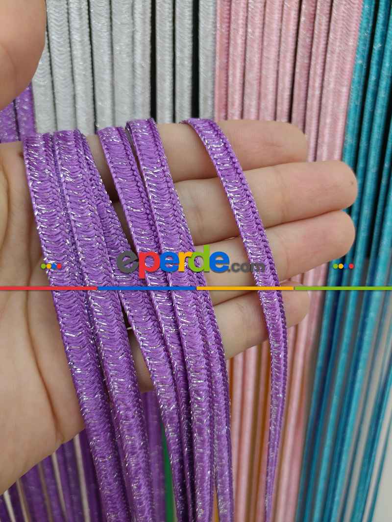 Eflatun Rengi İp Perde İpek Koza Serisi- Gümüş-eflatun