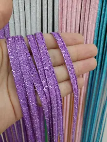 Mutfak İp Perde - Eflatun Rengi İp Perde İpek Koza Serisi- Gümüş-eflatun