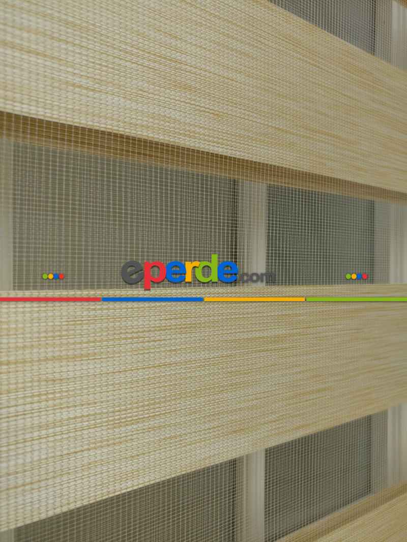 Sütlü Kahve Düz Bambu Zebra Perde- Sütlü Kahve