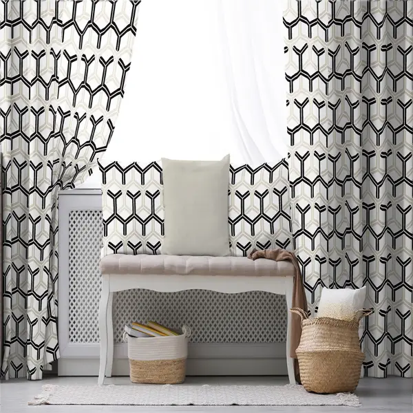 Modern Desenli Fon Perde Evm1930 Kumaşı Kalındır Duck Bezi Değildir