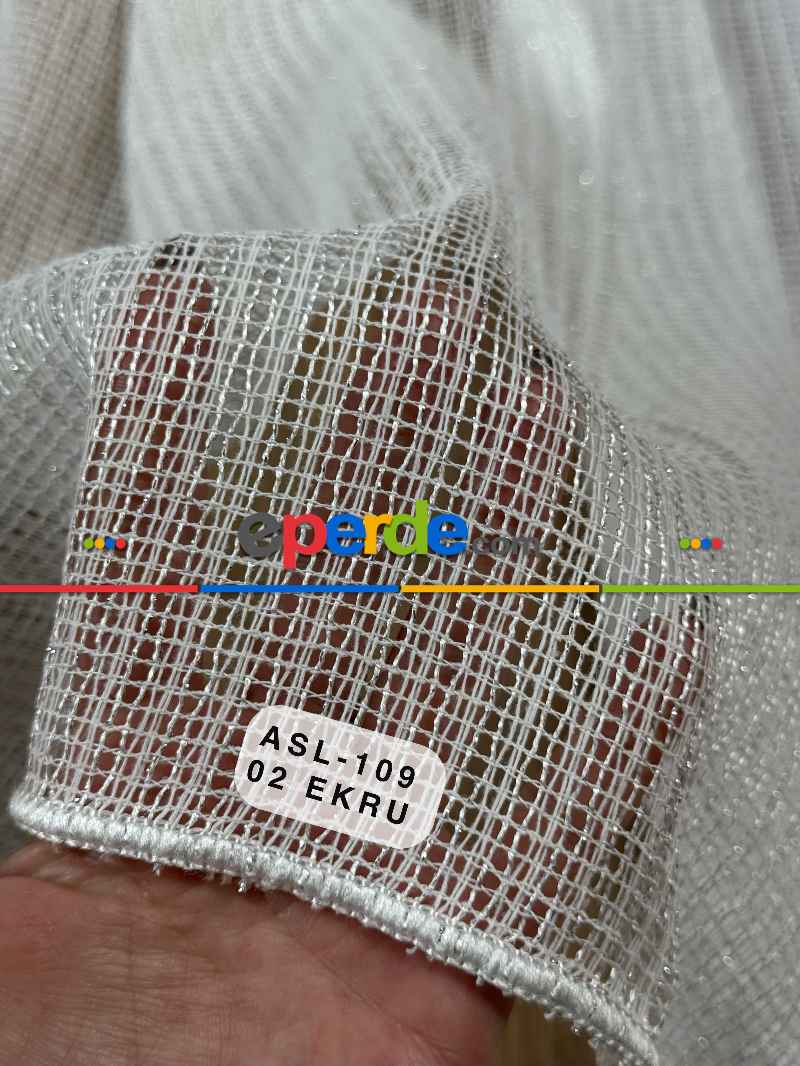 Oturma Odası - Simli Özel İplik Doğal Doku Düz Tül Perde - Özel Dokuma Ağır Gramajlı Premium