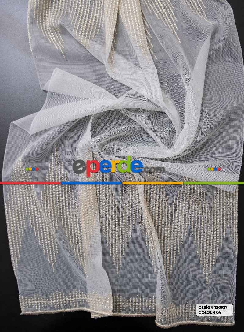 Salon Tül - Etek Ve Ara Desenli Modern Tül Perde