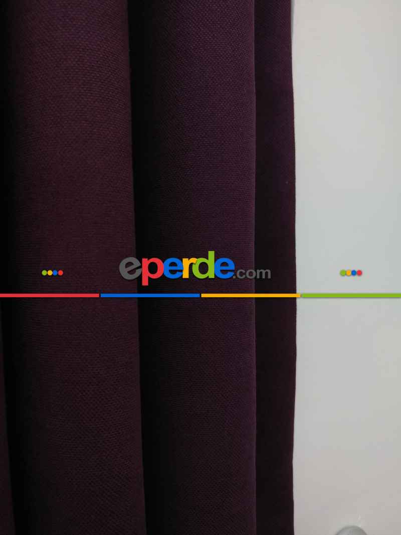 Düz Renk Dökümlü Fon Perde (180)- Mürdüm