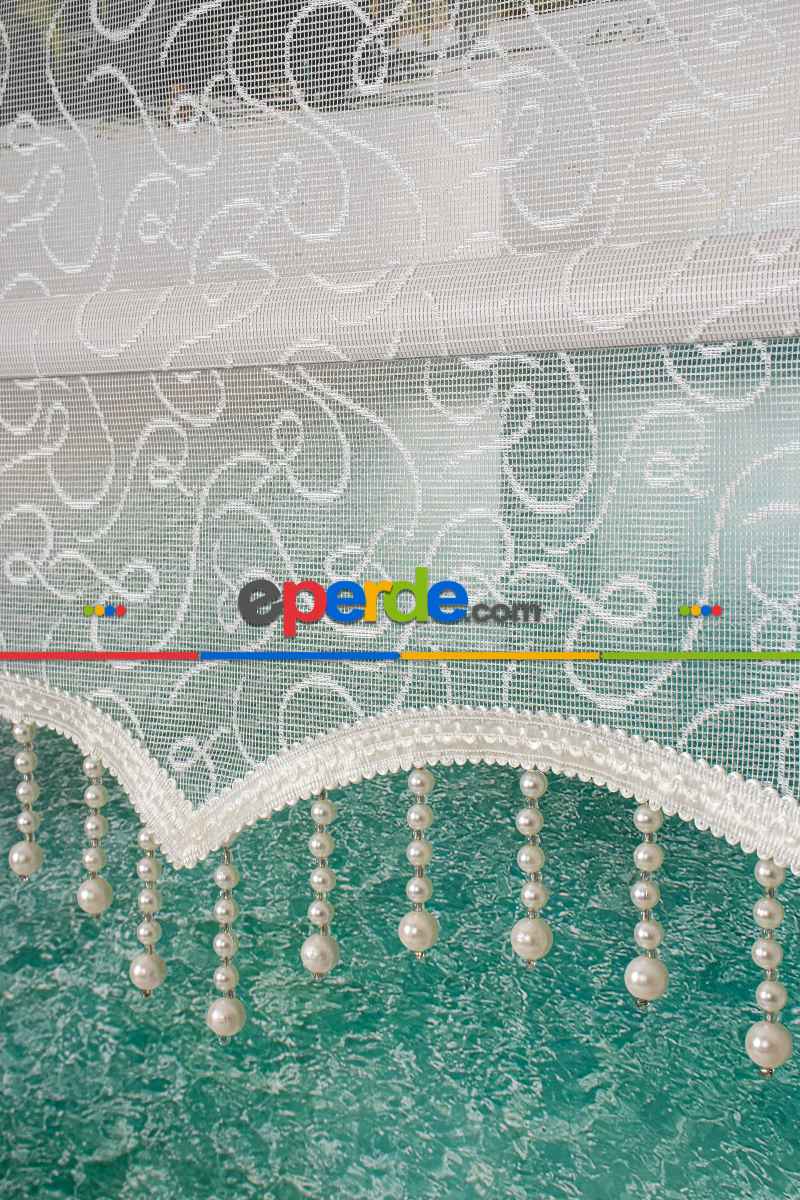 Brillant - Yeni Sezon Spor Model Stor Perde - Çiftli Sistem Tül Ve Stor Perde - Ekru Renk