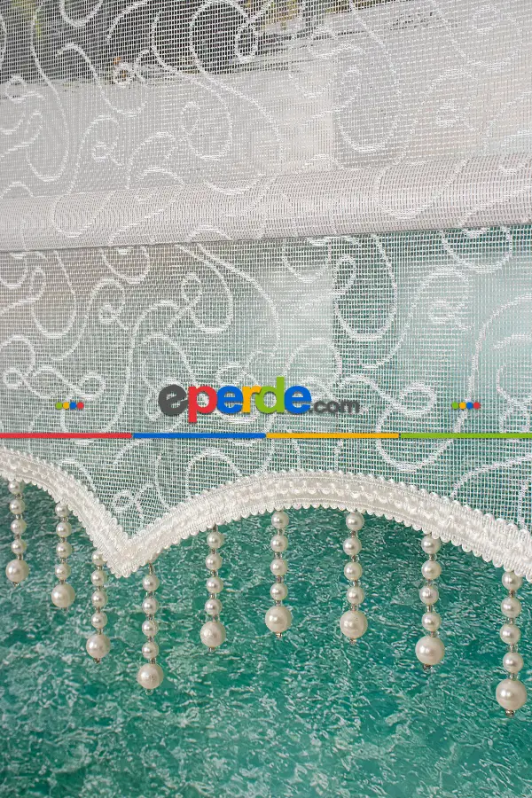 Brillant - Yeni Sezon Spor Model Stor Perde - Çiftli Sistem Tül Ve Stor Perde - Ekru Renk