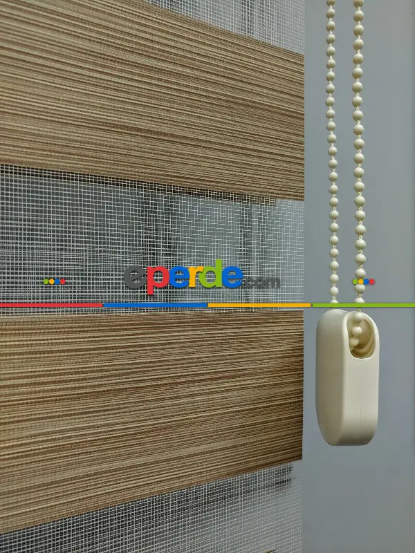 Salon Zebra Perde - 2021 Sezonu - Zebra Perde - Bambu Zebra Perde- Kahve Açık