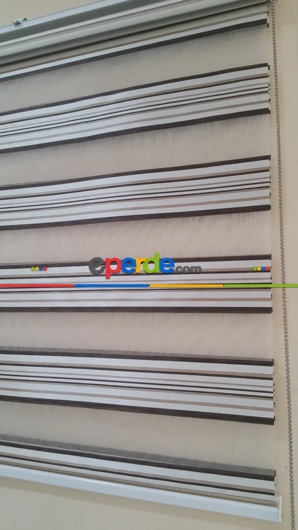 Salon - Kahve Çizgili Zebra Perde- Krem-kahve Koyu-sütlü Kahve- Çok Renkli 3