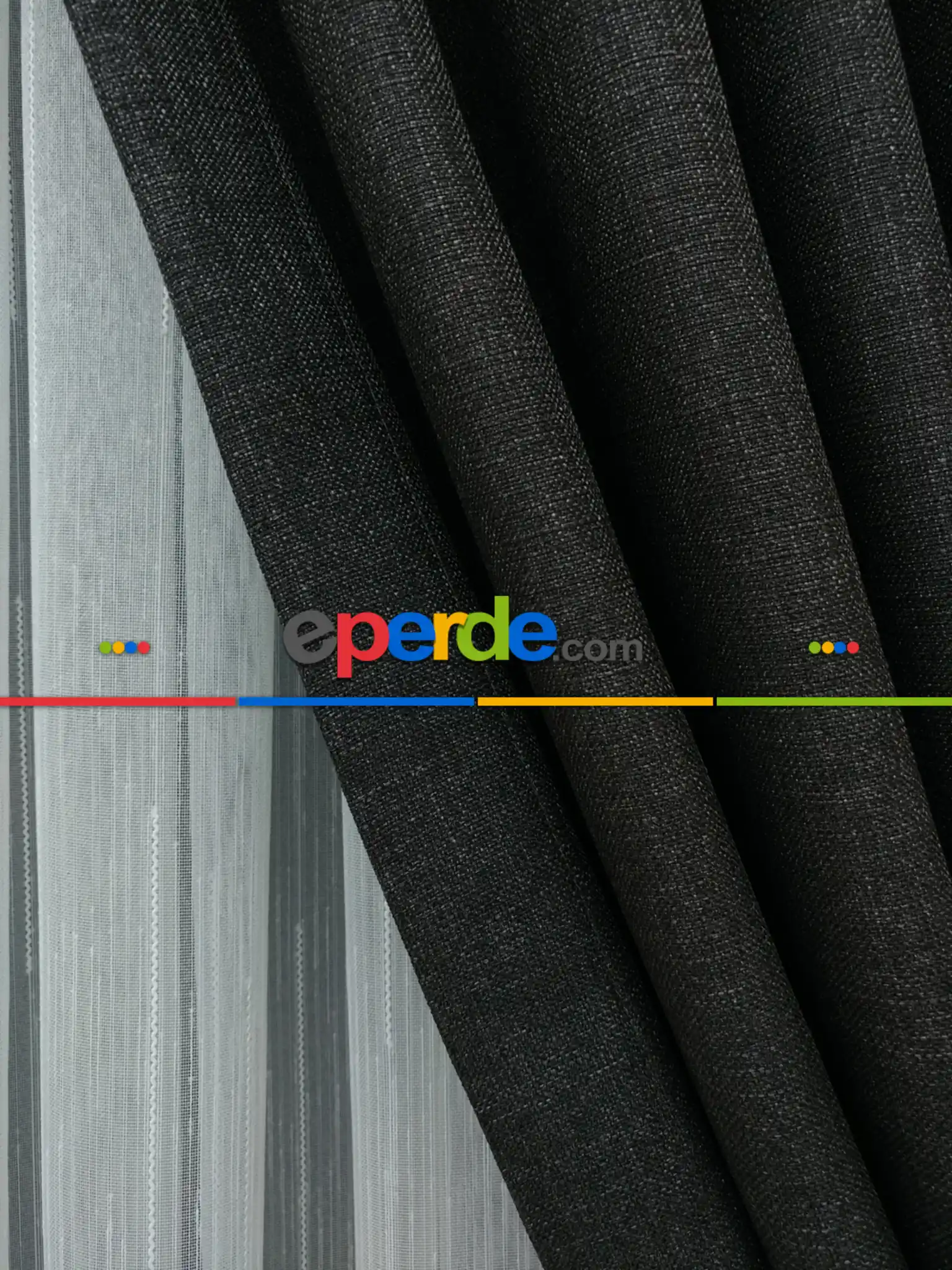 Keten Füme Antrasit Renk Düz Fon Perde ( )- Füme