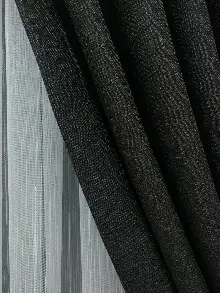 Yatak Odası - Keten Füme Antrasit Renk Düz Fon Perde (  )- Füme