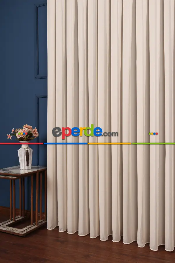 Krep Altın Düz Tül Perde
