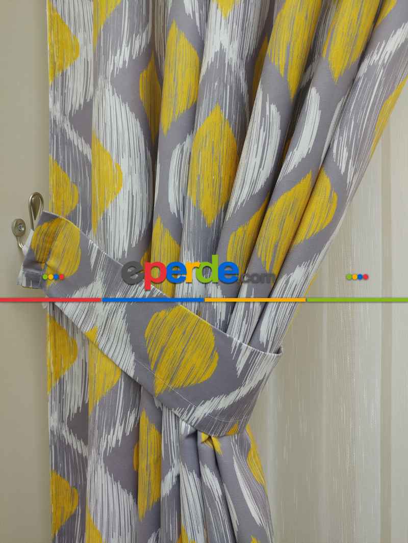 Mutfak Perdesi Kanat Fon Perde Modern Desenli- Gri-Füme-Antrasit