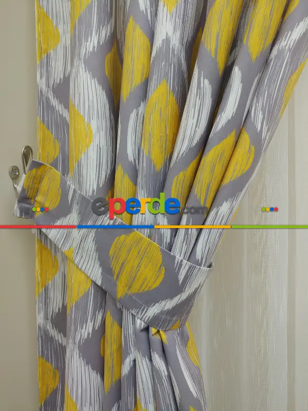 İkat Desenli Fon Perde- Kumaşı Kalındır Duck Bezi Değildir- Gri-Füme-Antrasit-Sarı-Beyaz