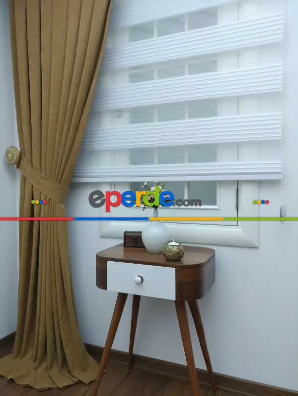 Salon Fon - Mat Altın Rengi Düz Fon Perde ( 280 Eninde )- Altın Mat