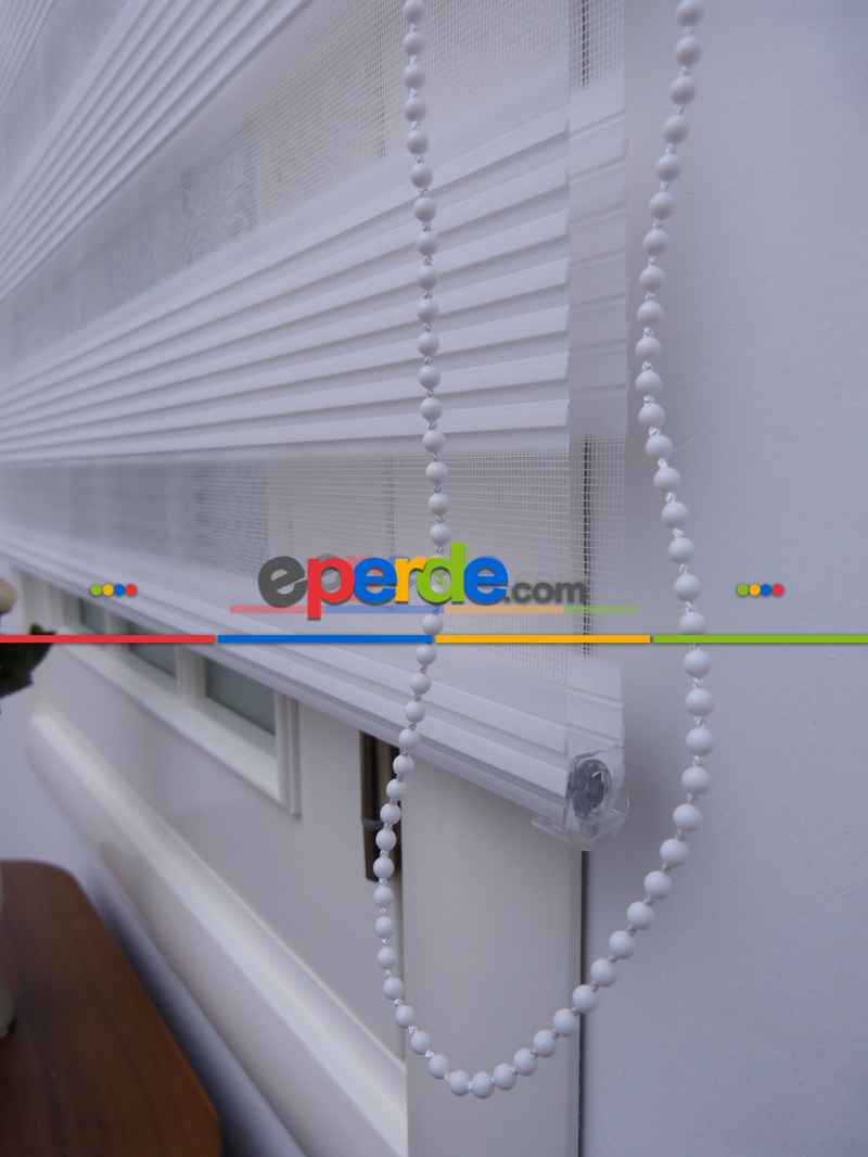 Zebra Perde - Beyaz - Dar Plise Model- Beyaz