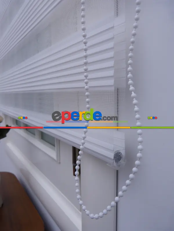 Mutfak - Zebra Perde - Beyaz - Dar Plise Model- Beyaz