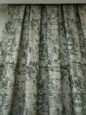 Bej Koyu Yeşil Desenli Jakar Fon Perde (180)- Yeşil Koyu Yeşil