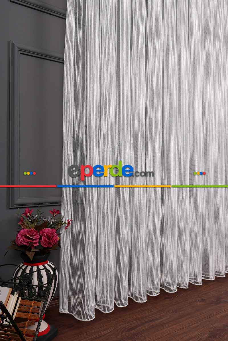 İnci Çizgili Makarna Armür Tül Perde Grz 2118