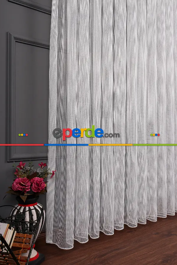 İnci Çizgili Makarna Armür Tül Perde Grz 2118