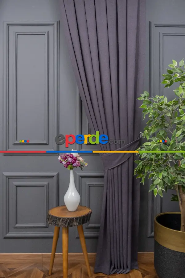 Atirasit Gri Düz Fon Perde Dökümlü Fon Perde