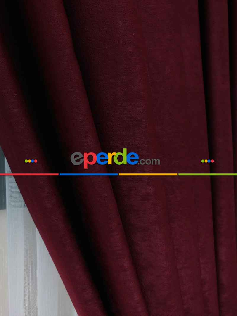 Soft Bordo Fon Perde Geniş En (285)- Bordo