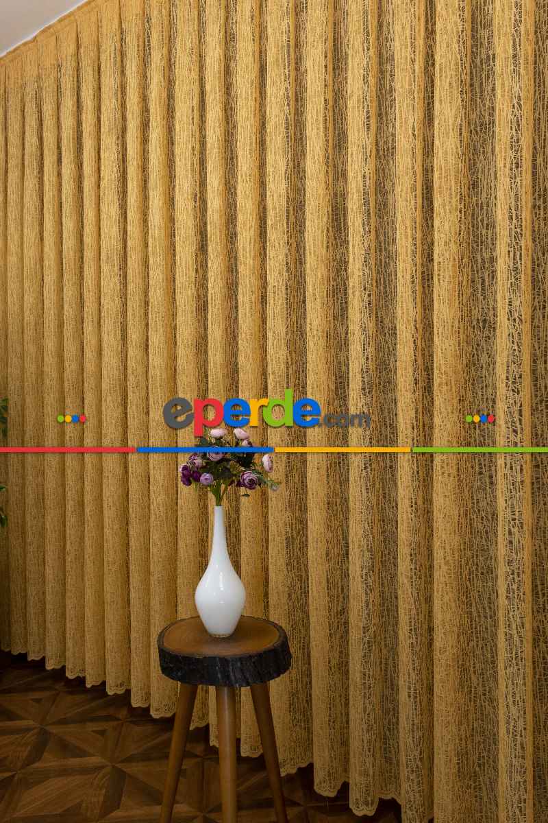 Yeni Tasarım Moda Cam Kırığı Tül Perde Hardal