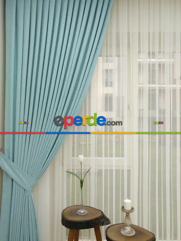 Salon Fon - Mint Yeşili - Düz Fon Perde (  Dökümlü Fon Perde)- Mint