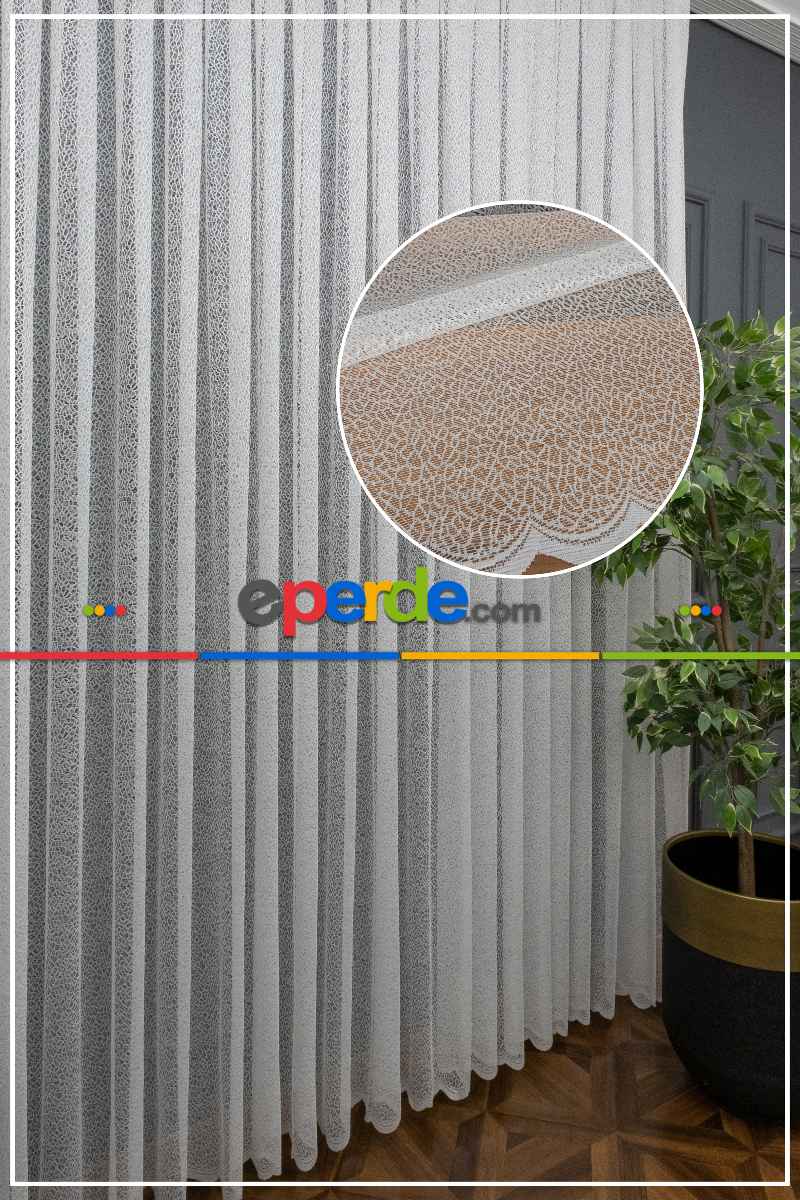 Mutfak Tül Perde - Spor Desenli Fransız Danteli Örme Tül Perde