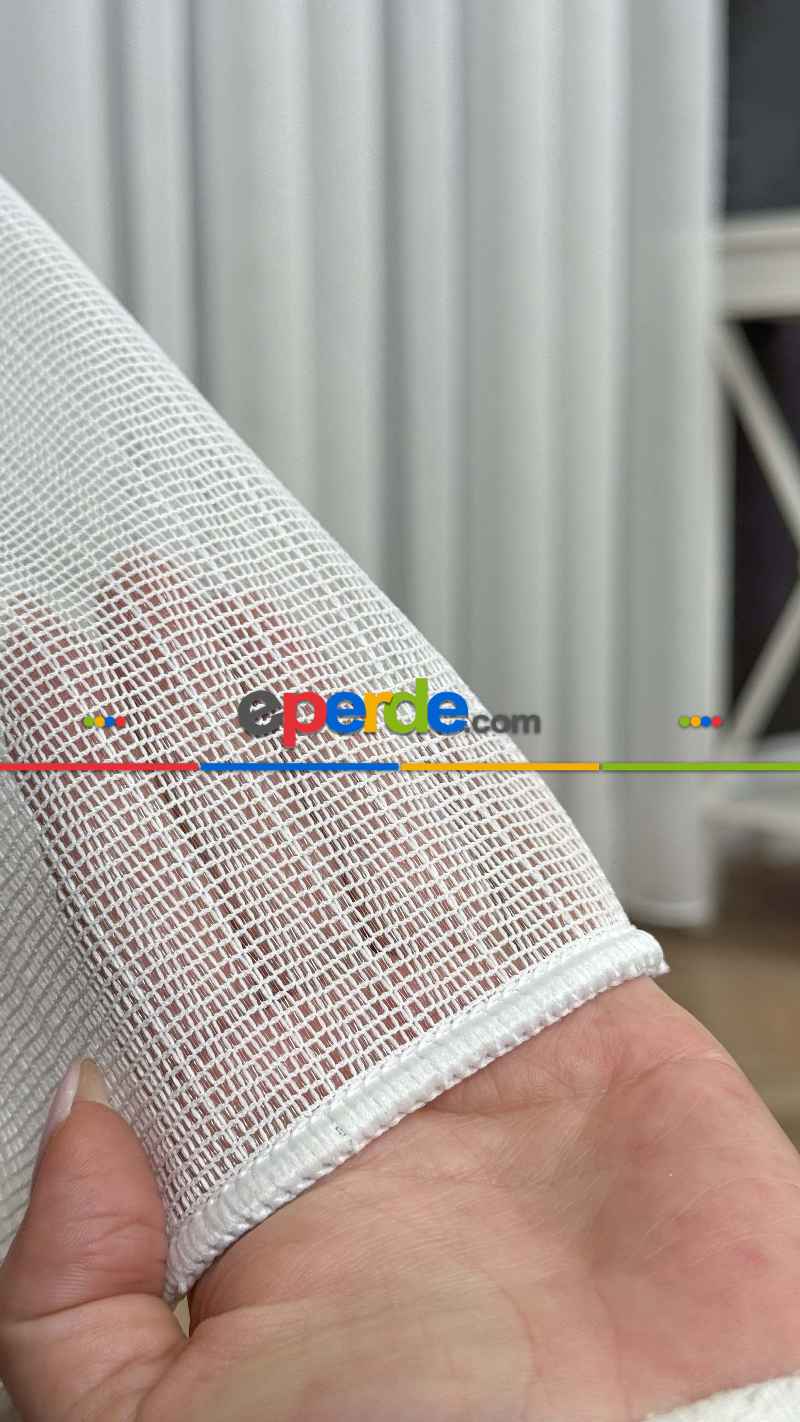 Brillant Ekru Hafif Simli File Tül Perde