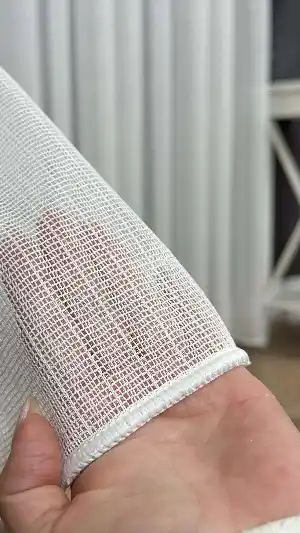 Brillant Ekru Hafif Simli File Tül Perde