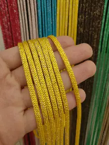 Sarı Rengi Simli İp Perde Jumbo Zincir Serisi- Sarı-gümüş