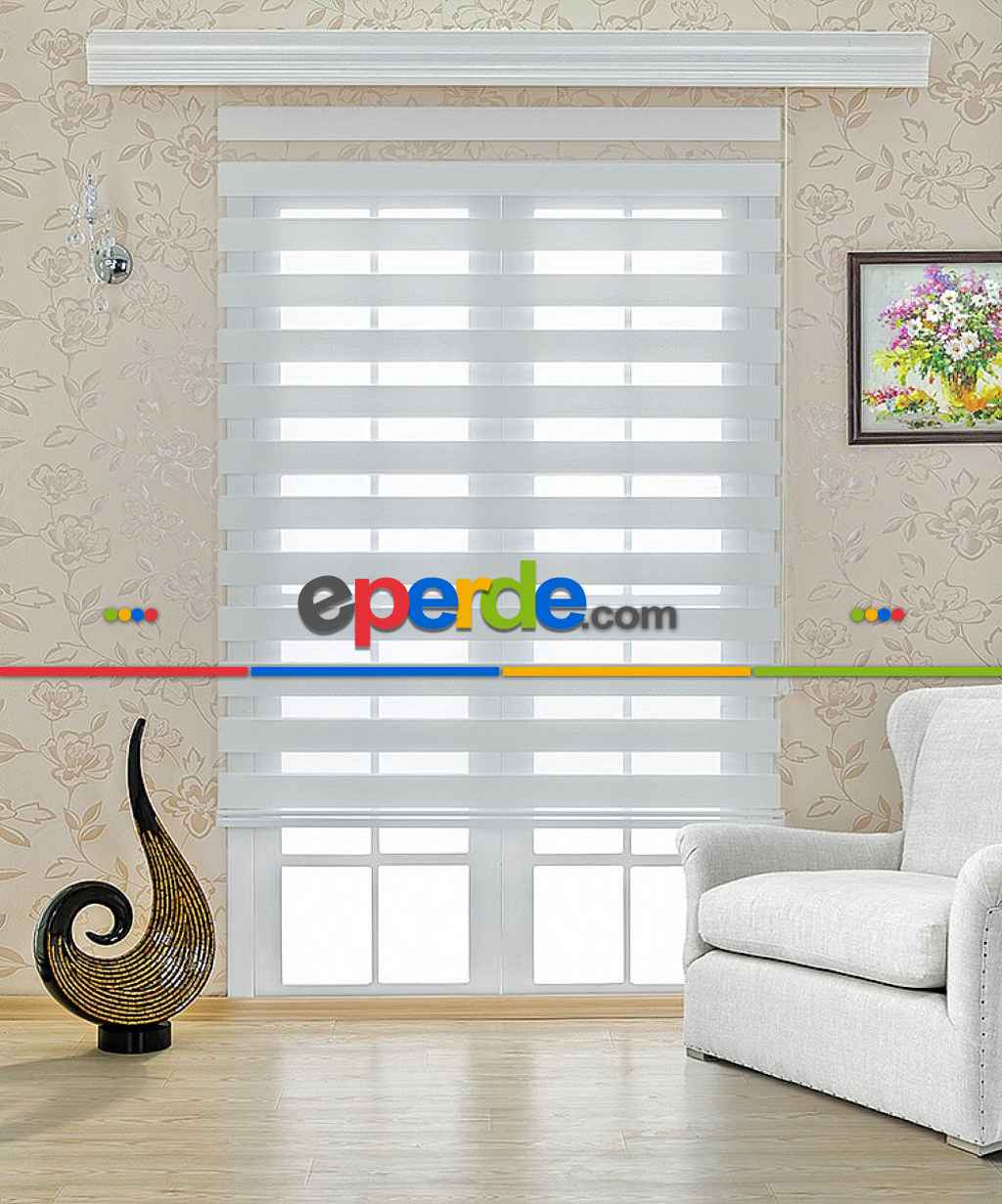 Ekonomik Zebra Perde (1.kalite %100 Orijinal Ürün)- Beyaz