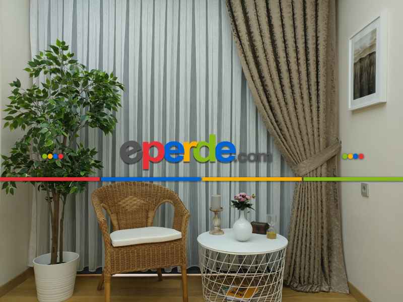 Toprak Rengi Duz Jakar Fon Perde (150)- Taba