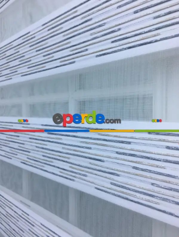 Gri Gümüş Simli Jakar Çizgili Zebra Perde- Gri-füme-antrasit-beyaz-bej-gümüş Simli