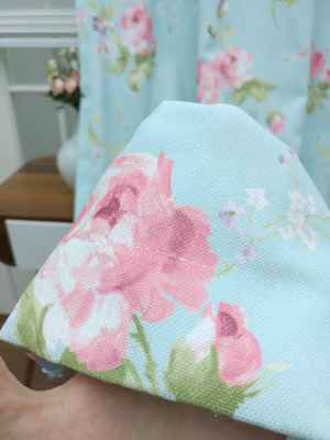 Mutfak Perdesi Kanat Fon Perde Çiçek Desenli Fiyonklu- Yeşil