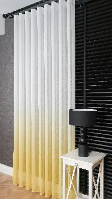 Keten Ekru Sarı Degrade Geçişli Tül Perde, Ağır Gramajlı Premium Seri, Eteği Kurşunlu