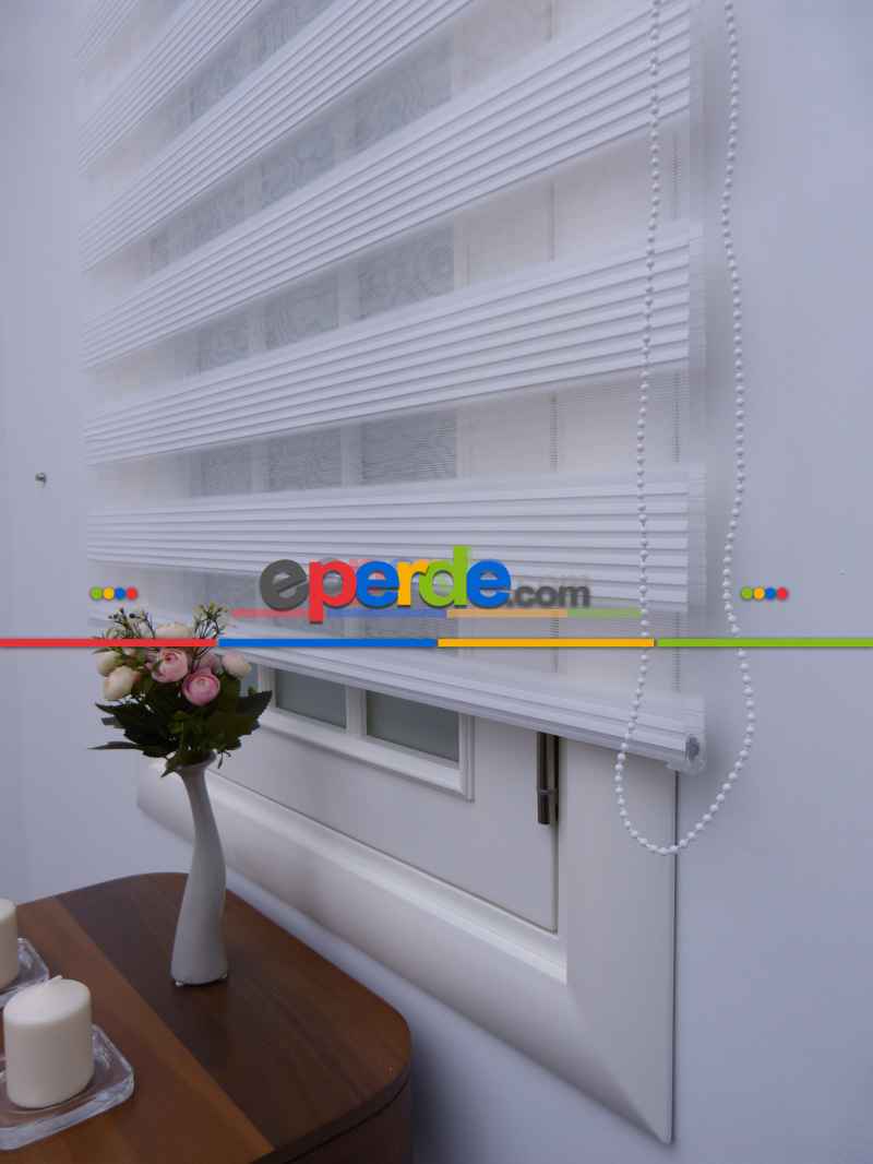 Zebra Perde - Beyaz - Dar Plise Model- Beyaz