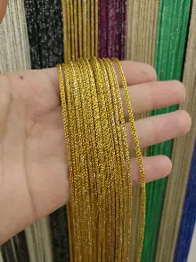 Mutfak İp Perde - Altın Rengi İp Perde Kalın Zincir Simli Serisi- Sarı-gümüş