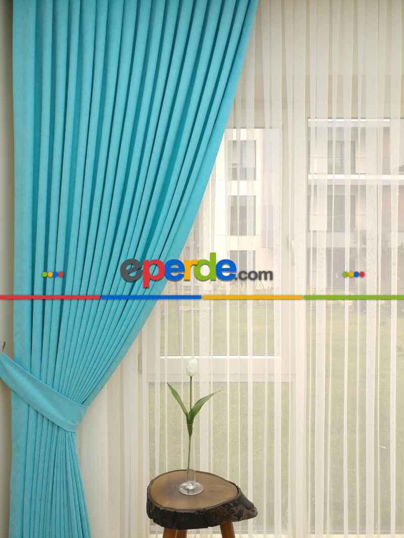 Bebek Odası - Turkuaz Düz Sade Fon Perde 818