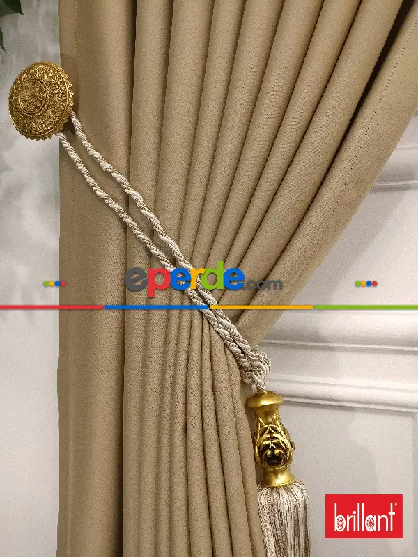 Yatak Odası - Brillant Karartma Blackout Bej Renk Fon Perde- Bej