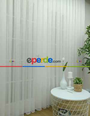 İnce Çizgili Keten Tül - Kurşunlu Tül