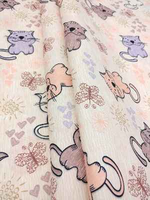 Kedicikler Desenli Çocuk Odası Fon Perde Modelleri- Çok Renkli 3