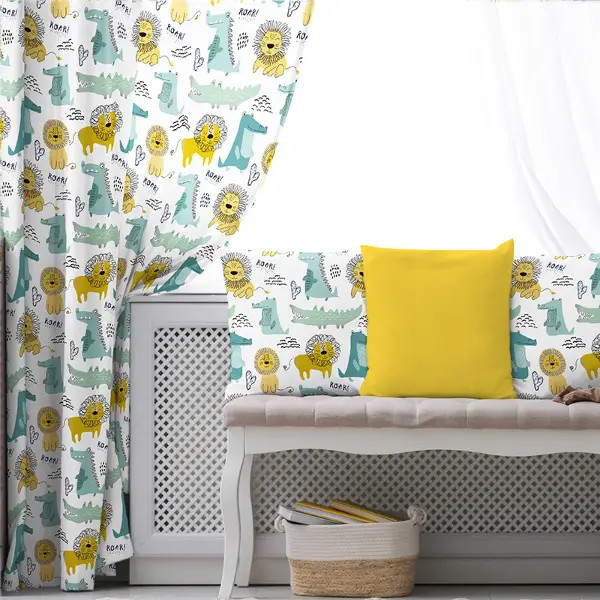 Çocuk Odası - Çocuk Odası Fon Perde Evim1088 Kumaşı Kalındır Duck Bezi Değildir- Mavi-beyaz