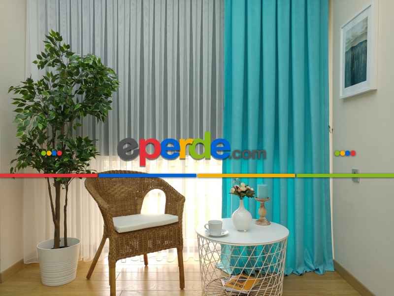 Soft Turkuaz Fon Perde Geniş En (285)- Turkuaz
