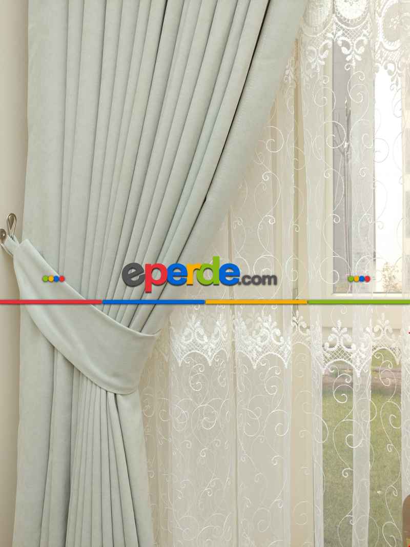 Mutfak - Taş Rengi - Toz Gri - Açık Gri - Düz Fon Perde 825