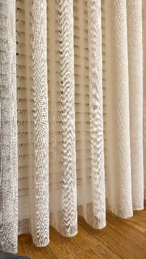 Yatak Odası Krem Rengi Naturel Keten Düz Tül Perde - Premium Kalite Serisidir, Eteği Kurşunludur.